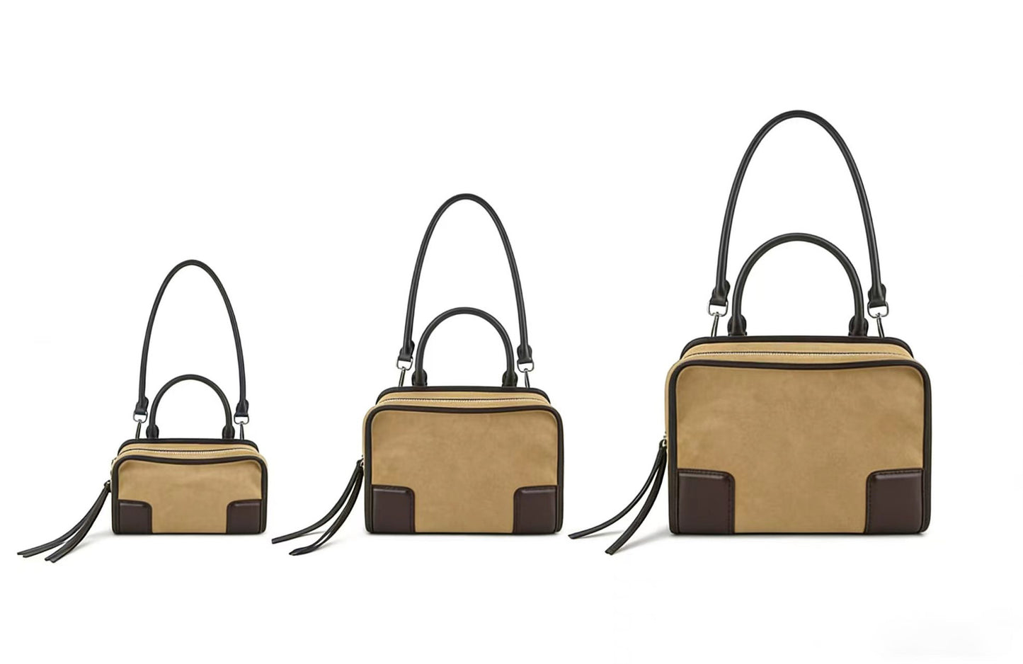 Women's Cowhide Suede Stitching Large Capacity Genuine Handbags