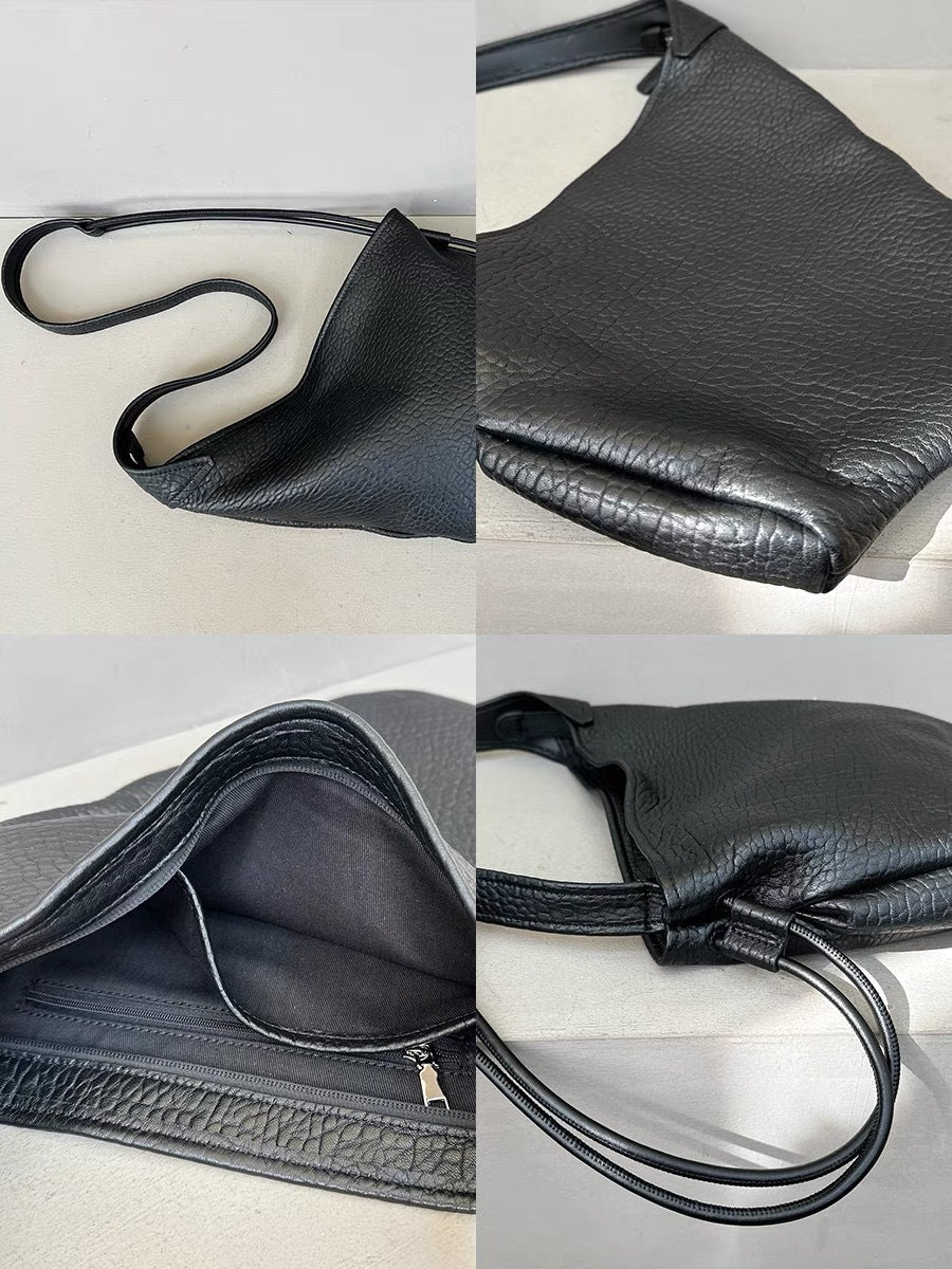 Women's Bubble Pattern Design Fashion Soft Sheepskin Croissant Genuine Women's Messenger Bag