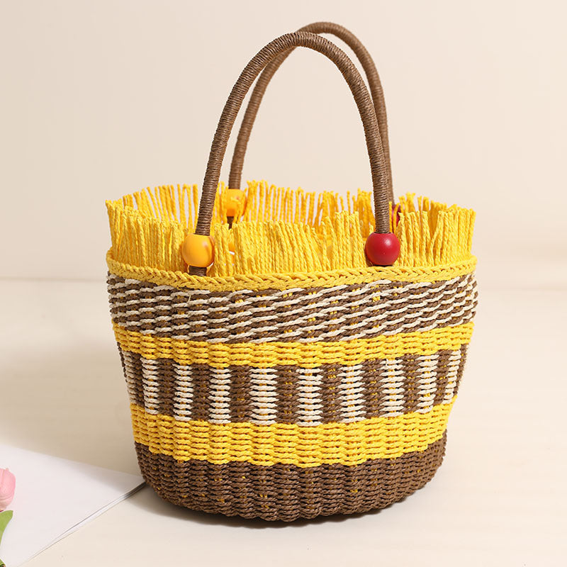 Women's Cute Wooden Bead Portable Loose Edge Women's Handbag