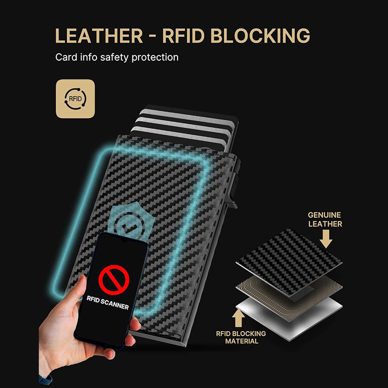 Men's Short Carbon Fiber Aluminum Alloy Large Capacity Men's Wallet