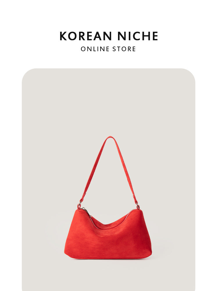 Women's Niche Retro Suede Underarm Matte Simple Fashion Women's Shoulder Bag