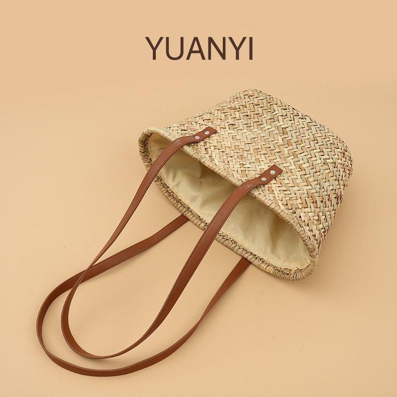 Summer Fresh Fashion Open Water Plants Woven Compact Temperamental Handbags
