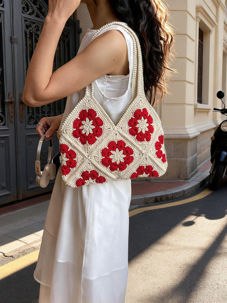 Sunflower Cotton Cord Woven Handmade Knitting Summer Seaside Holiday Large Women's Shoulder Bag