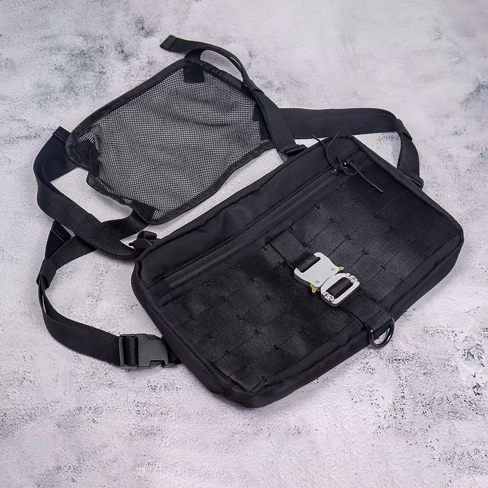 Men's Black High Street Hip Hop Shoulders Sports Satchel, Hanging Bag
