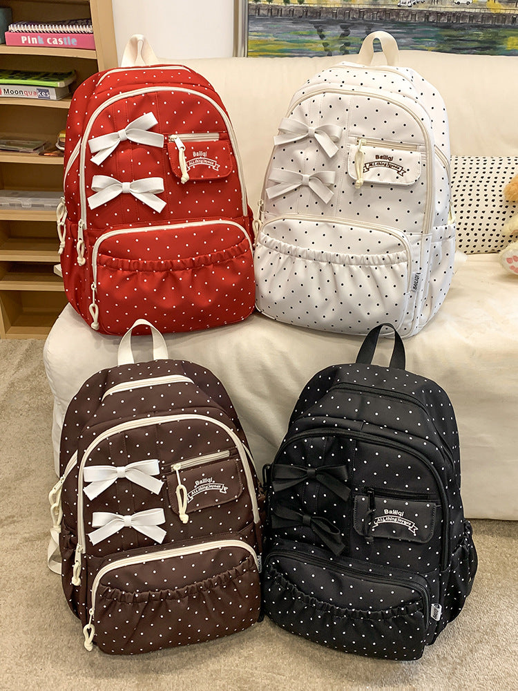 Bowknot Polka Dot Cute Medium Large Backpacks
