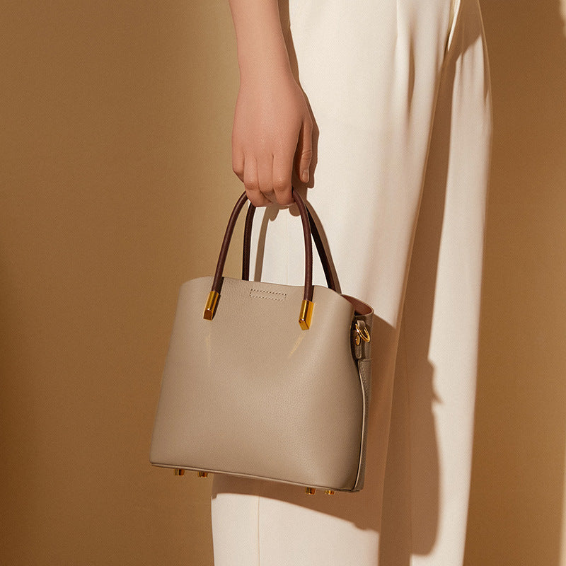 Women's Niche Genuine Leather Western Style High-grade Bucket Bags