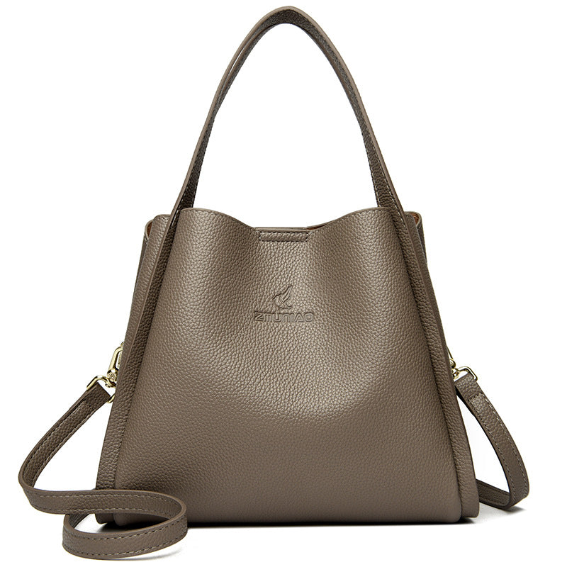 Women's Soft Leather Vegetable Basket High-grade Elegant Women's Shoulder Bag