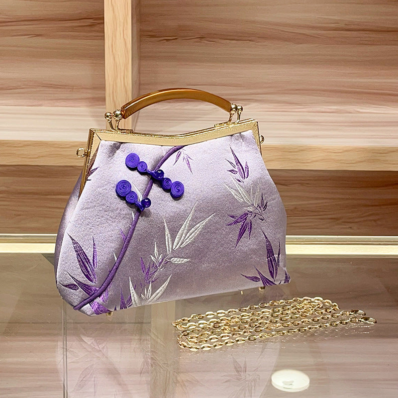 Women's Chinese Satin Pattern Chain National Fashion Coin Purses