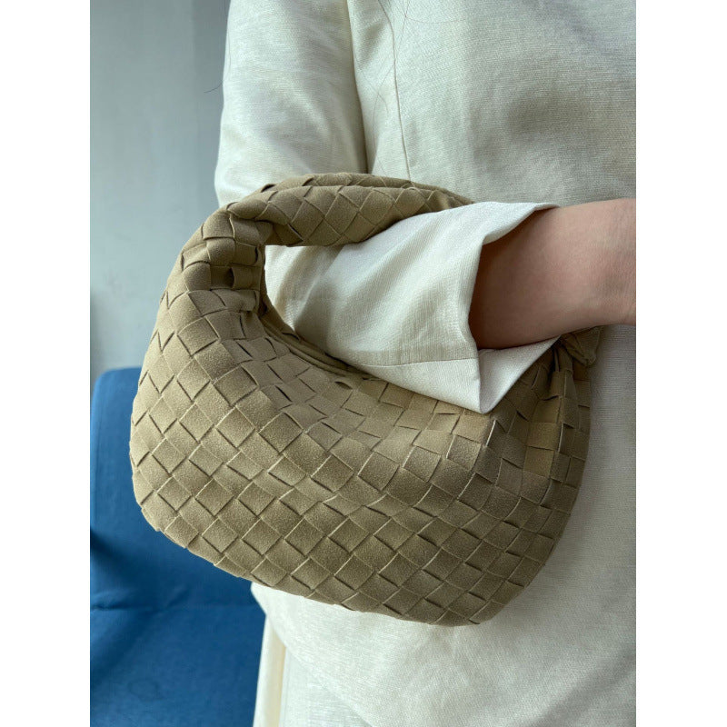 Women's Handmade Frosted Woven Croissant Fashion Women's Shoulder Bag