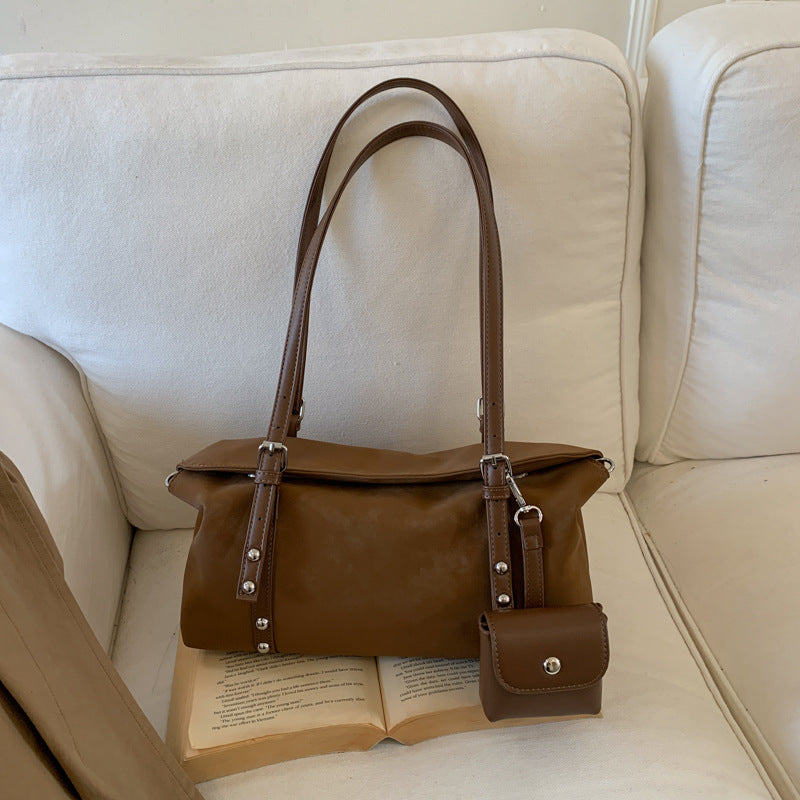 Women's Korean Style Vintage Winter Large Capacity Underarm Bag