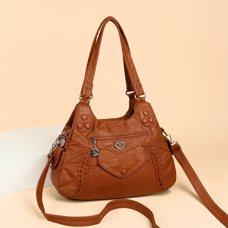 Women's Mom Large Capacity Soft Leather Fashion Shoulder Bags