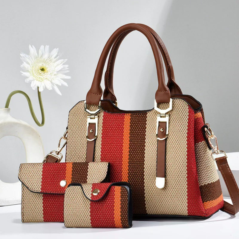 Mother Canvas Contrast Color Trendy Fashionable Elegant Bags