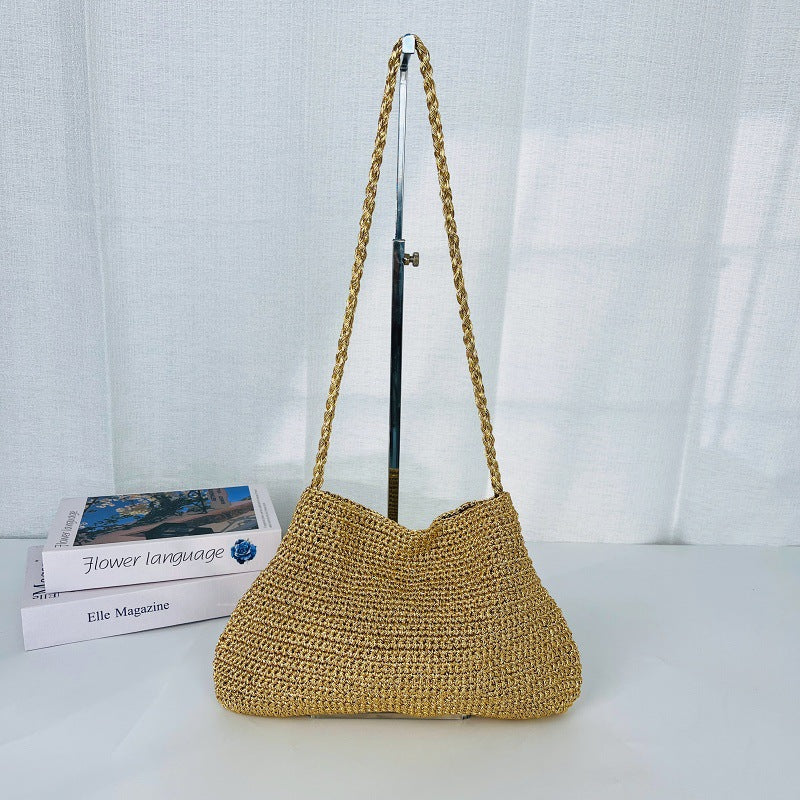 Women's Thread Underarm Niche Design Seaside Holiday Handmade Women's Shoulder Bag