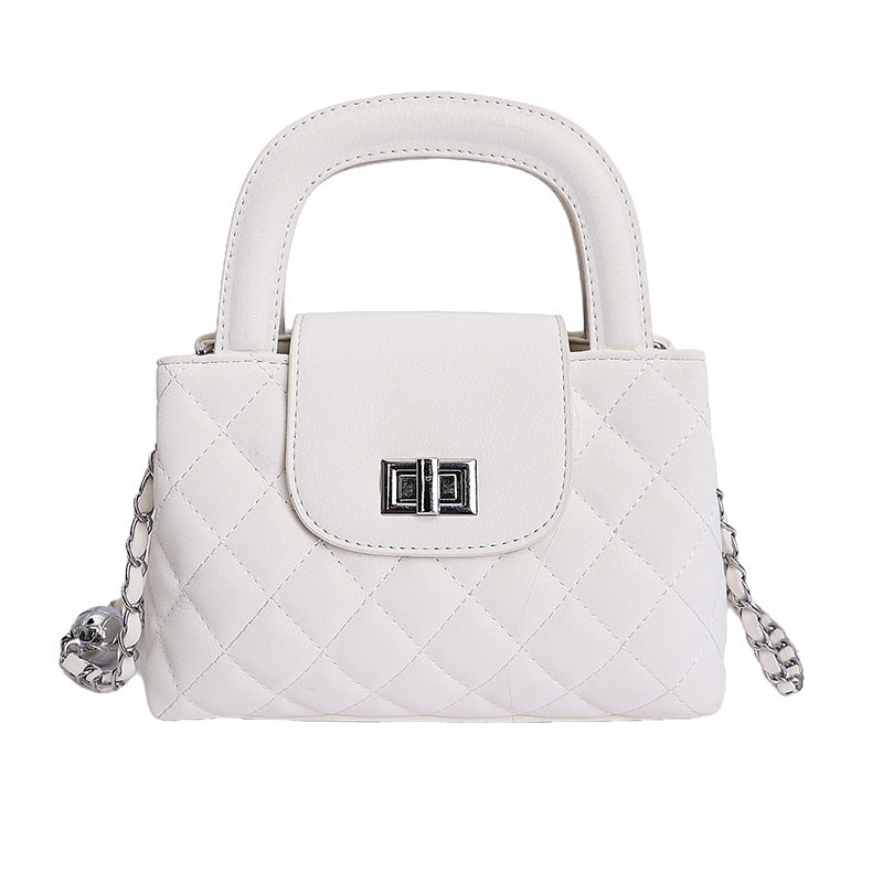 Women's Style Rhombus Chain Textured Portable Fashion Small Square Bag