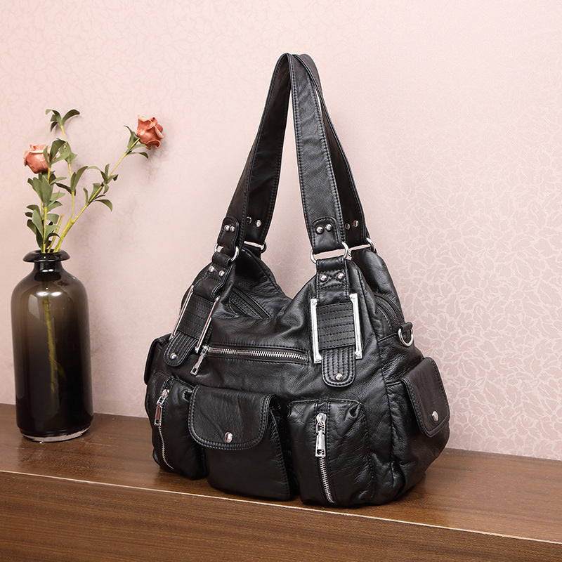 Stylish Women's Washed Large Capacity Retro Tote Bag