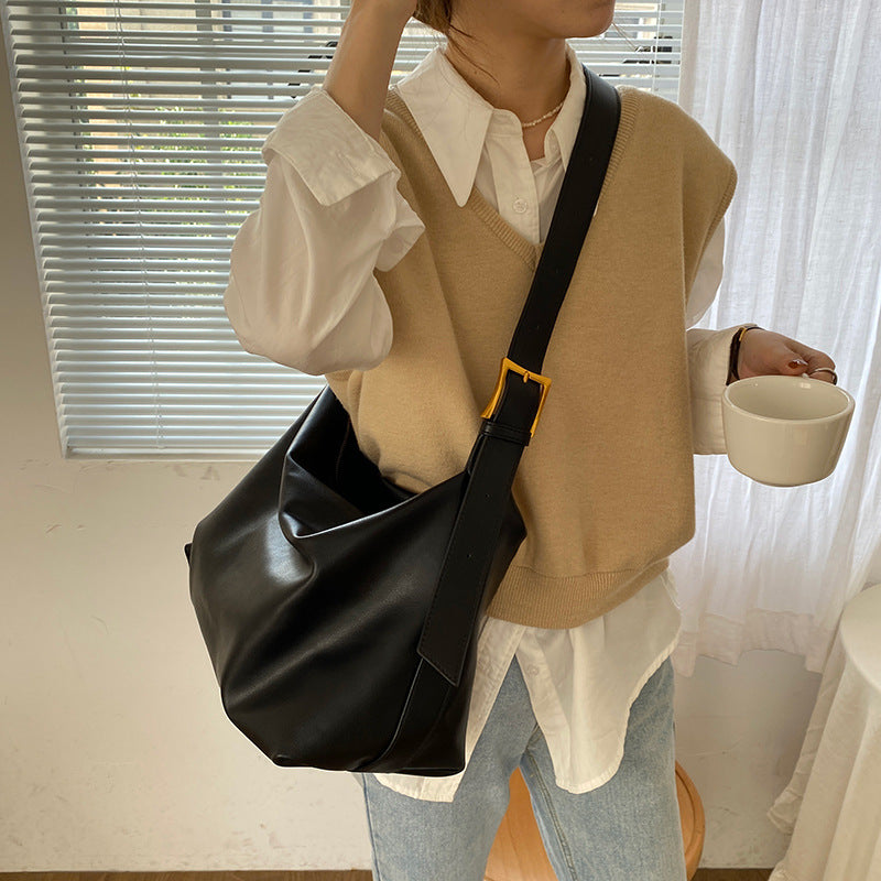Fashion Retro Solid Color Large Capacity Women's Messenger Bag