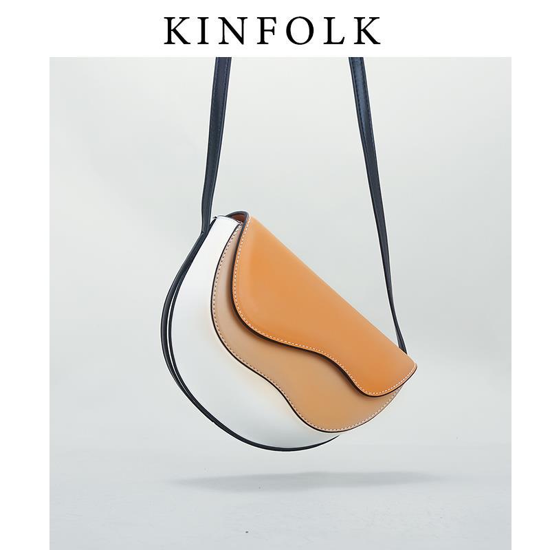 Women's Turkish Niche Curve Wave Contrast Color Saddle Stitching Women's Shoulder Bag