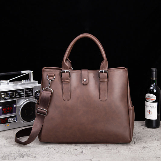 Men's Retro Crazy Horse Leather Horizontal Korean Men's Briefcases