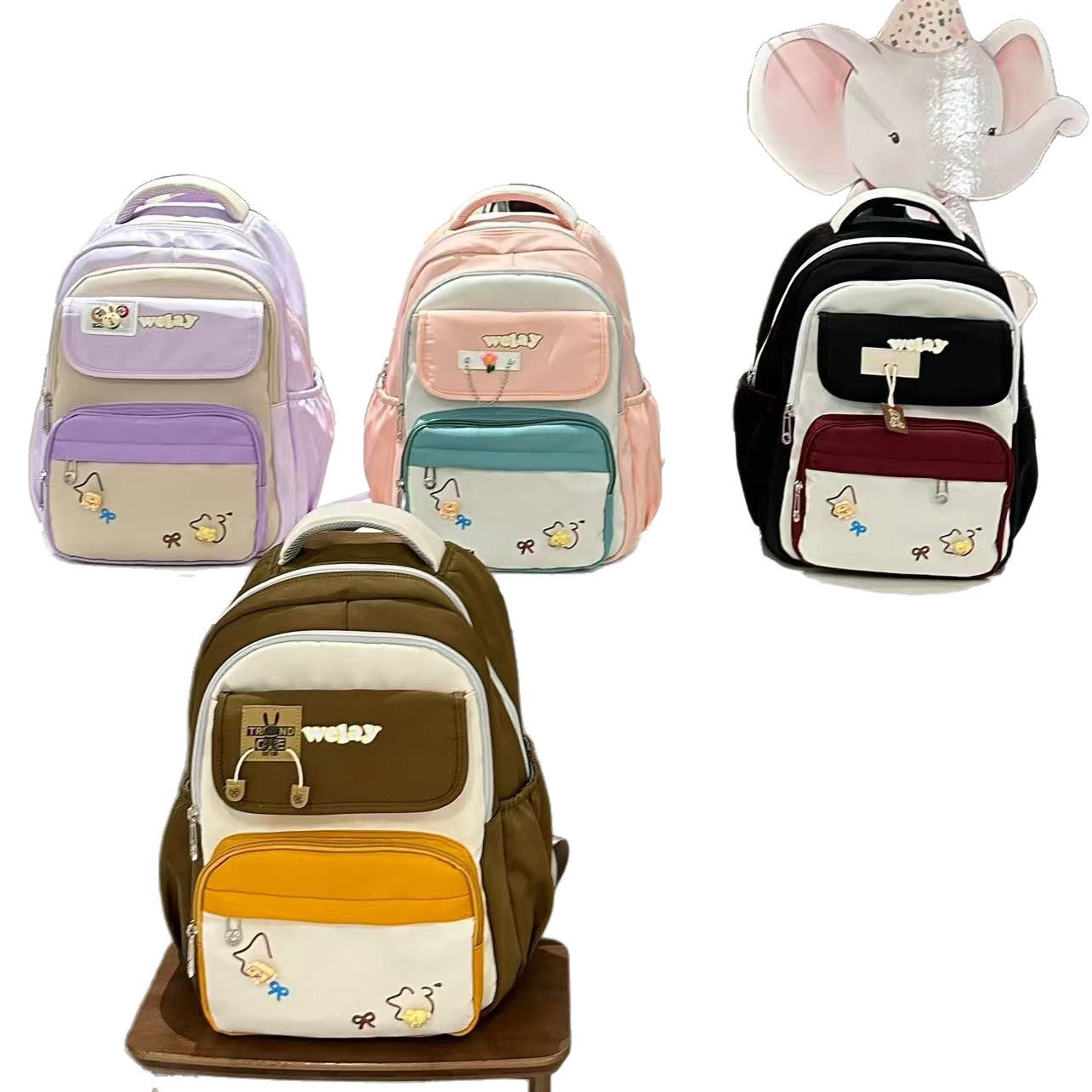 Women's & Men's Cartoon Large Capacity Design Waterproof Hard-wearing Primary School Bag
