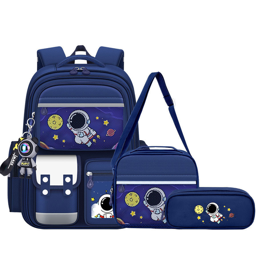 Three-piece Set Astronaut Grade One To Six Boys Spine Backpacks