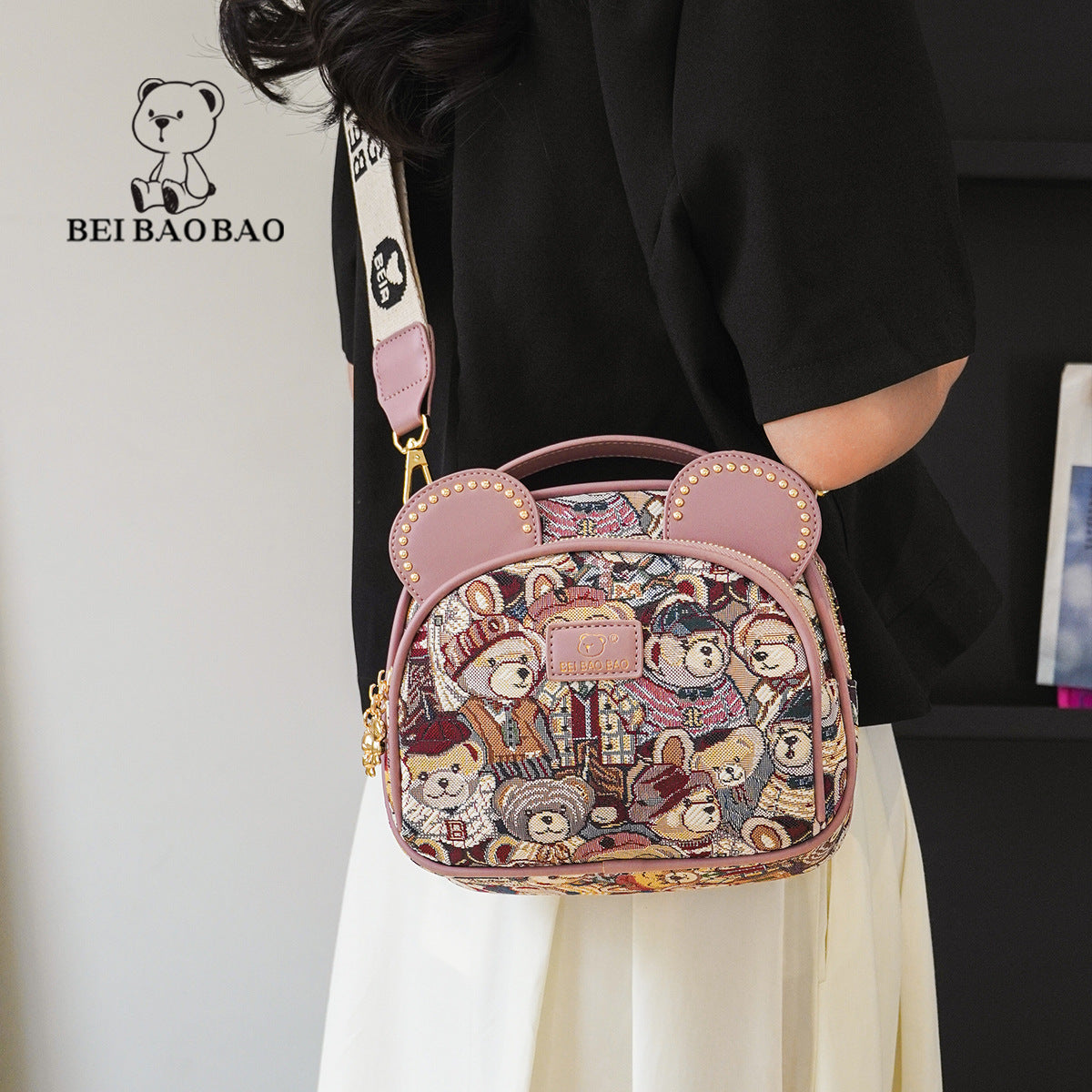 Women's Source Design Canvas Embroidered Wide Strap Bags