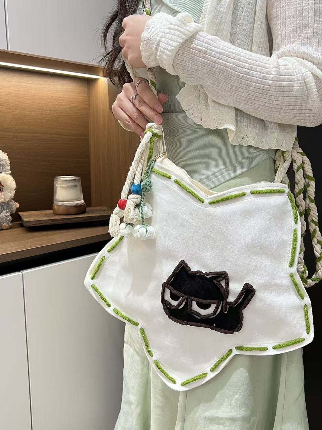 Little Black Cat Trendy Cool Creative Women's Shoulder Bag