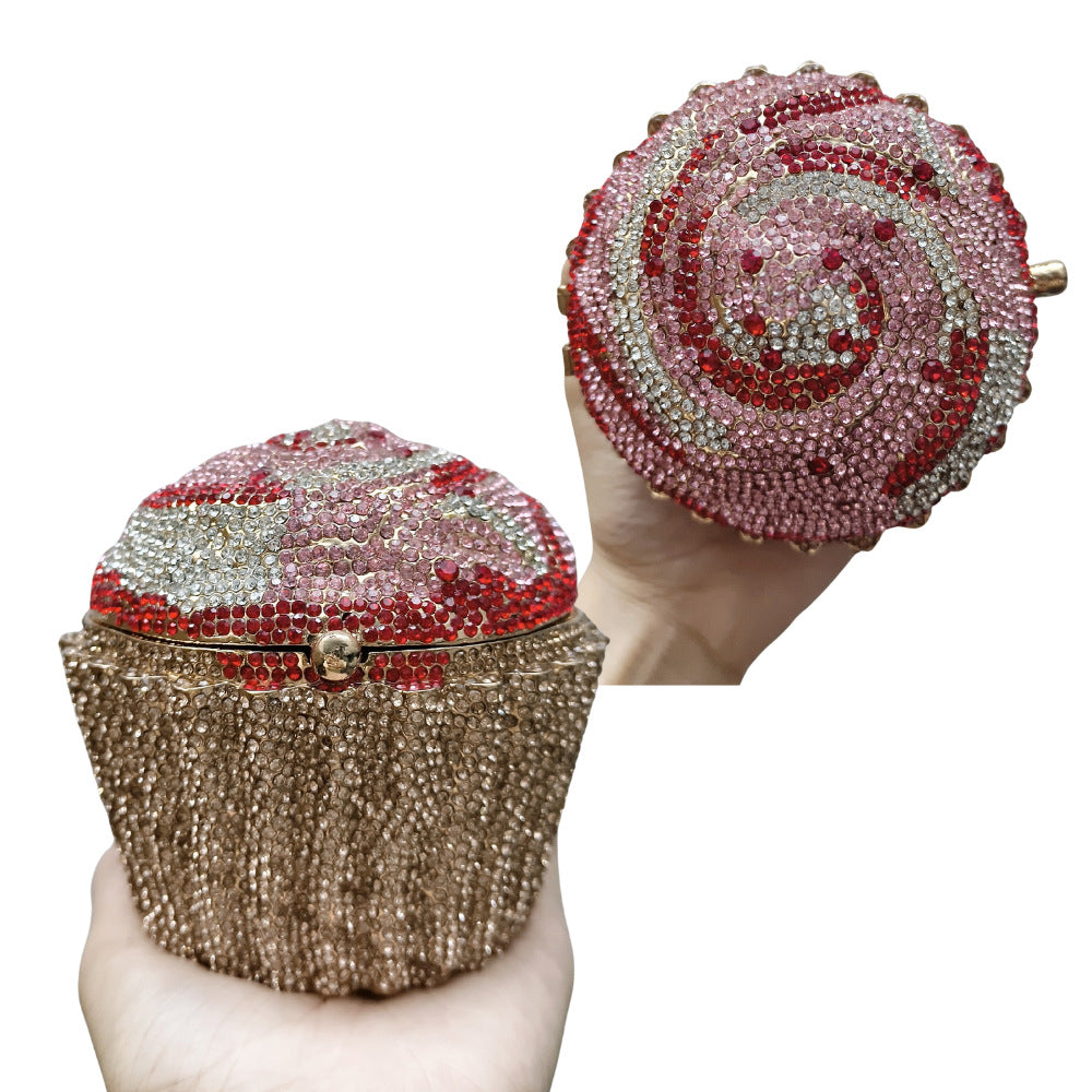 Women's Cake Ice Cream Full Diamond Metal Banquet Bags