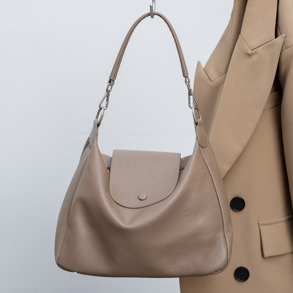Women's Layer Cowhide Natural Fall Leather Stylish Elegant Simple Female Tote Bag