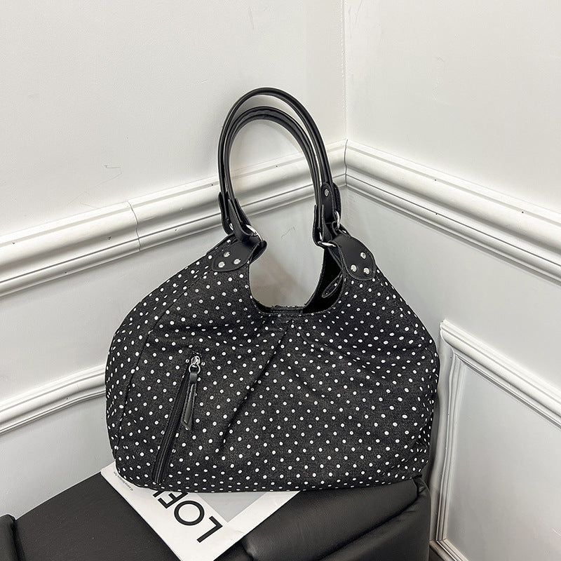 Women's Korean Style Polka Dot Fashion Retro Underarm Versatile Large Capacity Women's Shoulder Bag