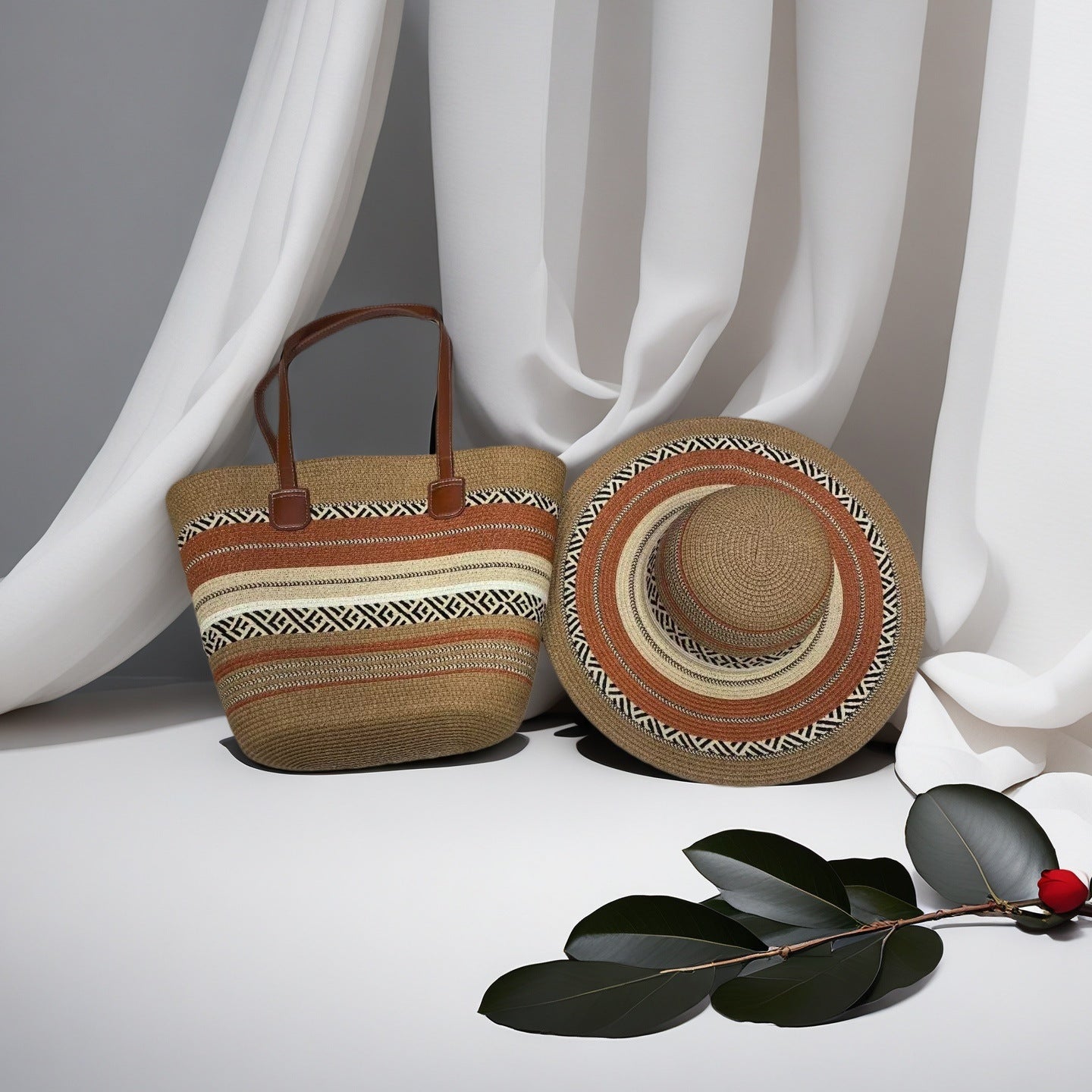 Colored Mosaic Holiday Sun Protection Hat Women's Shoulder Bag