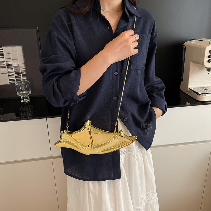 Metallic Glossy Butterfly Shape Clutch Fashion Dinner Bag