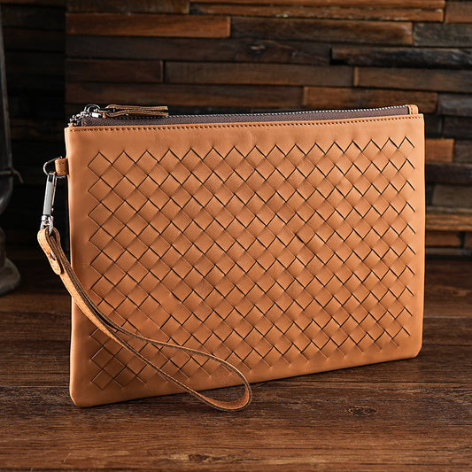 Genuine Leather Hand-woven First Layer Cowhide Wrist Large Capacity Men's Clutch