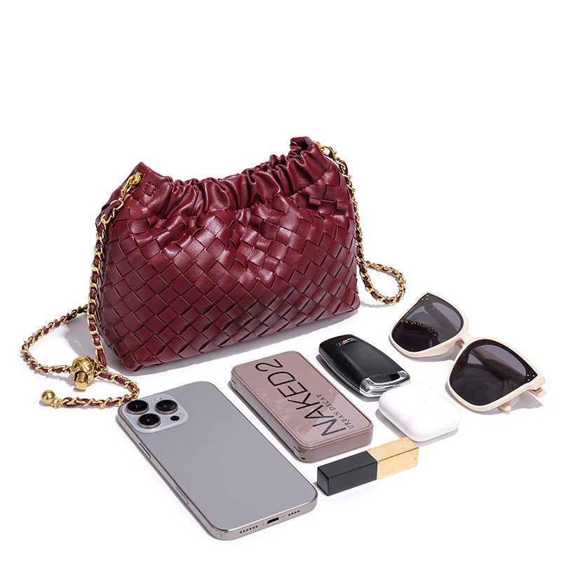 High-grade Diamond Cloud Hand-woven Golden Ball Classic Women's Messenger Bag
