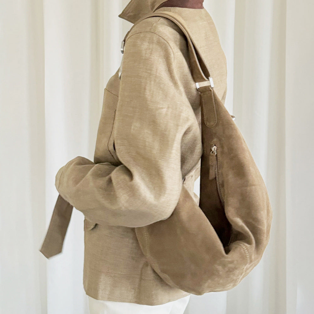Women's Top Layer Leather Frosted Cowhide Unisex Horn Women's Messenger Bag