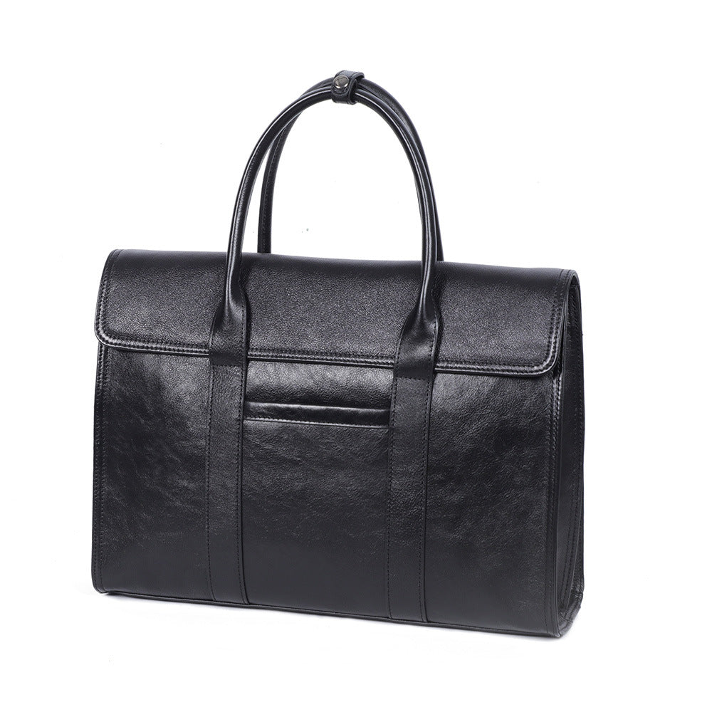 Men's Hand Grip Pattern First Layer Leather Men's Tote