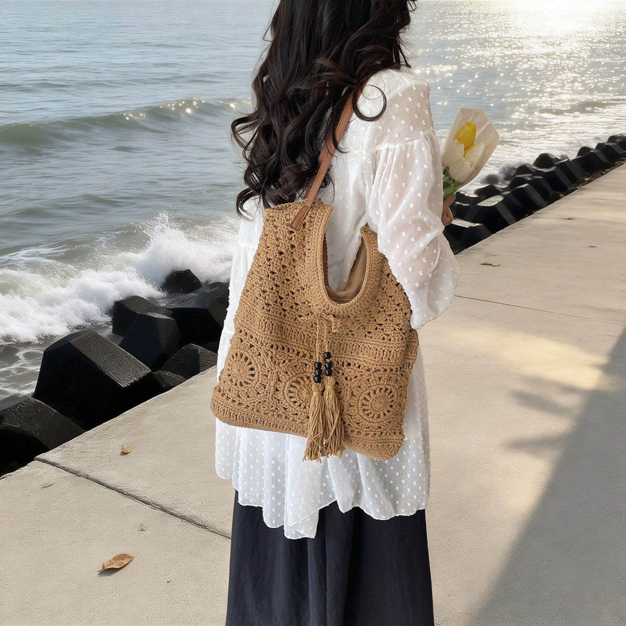 Women's Korean Style Straw Fashion Woven Vacation Shoulder Bags