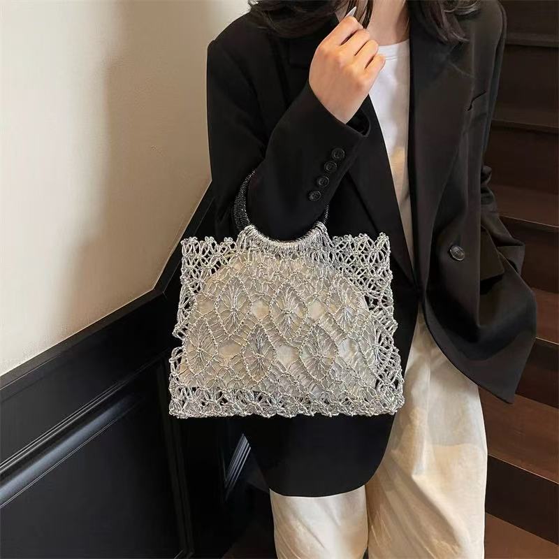 Color Straw Niche Round Hand Hollow Woven Seaside Vacation Women's Handbag