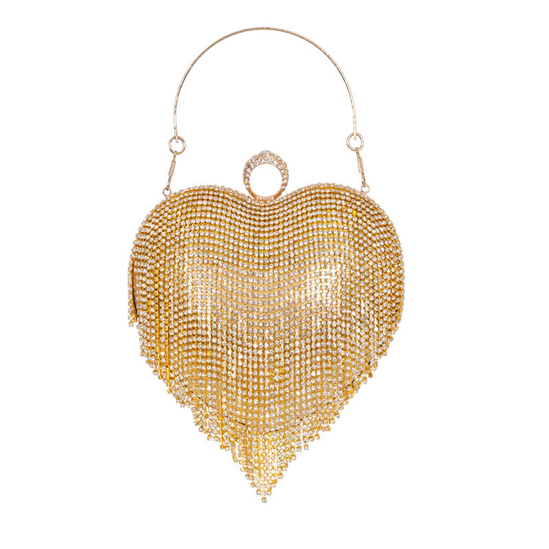 French Fairy Tassel Diamond Heart-shaped Fashion Party Dinner Bag