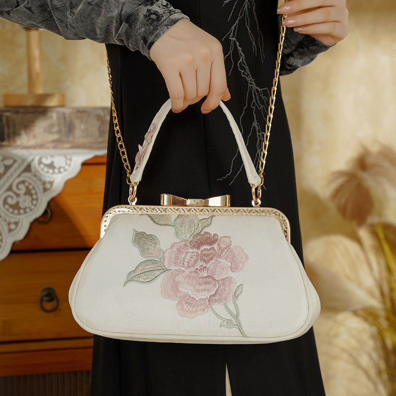 Embroidered Tang Series Chinese Style Cheongsam Hand Lotus Handbags