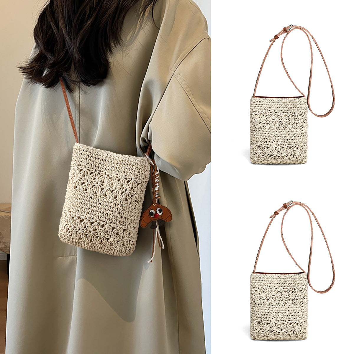 Women's Woven Cell Summer Cotton Beach Women's Messenger Bag