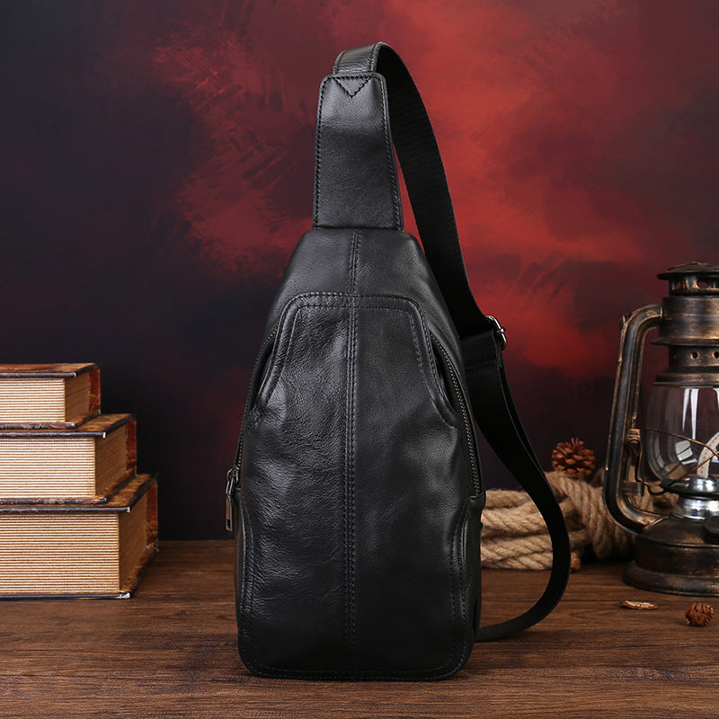 Men's Simple Leather Fashion First Layer Vegetable Men's Chest Bag