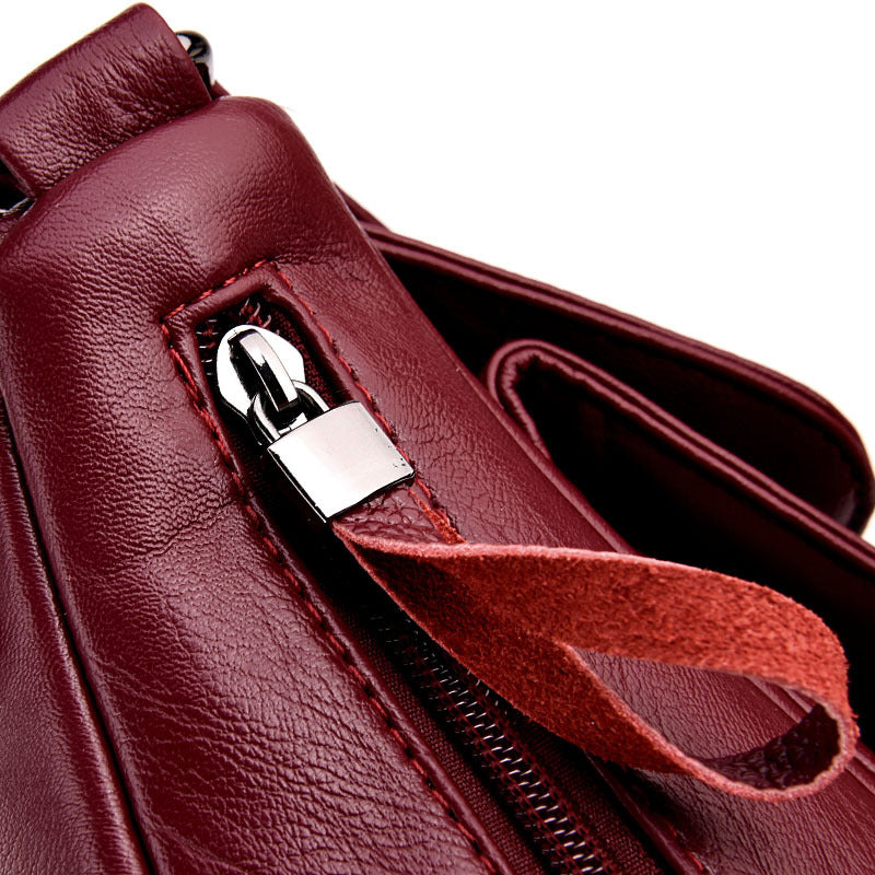 Washed Sheepskin Mother Fashion Simple Solid Women's Shoulder Bag