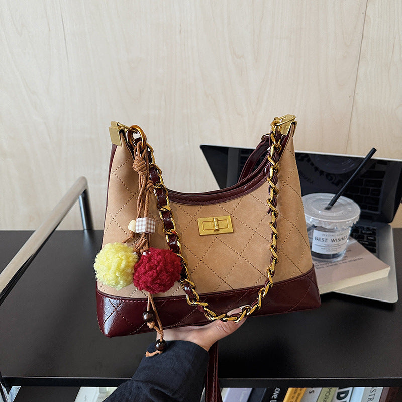 Rhombus Embroidered Affordable Luxury Fashion Commuting Women's Shoulder Bag