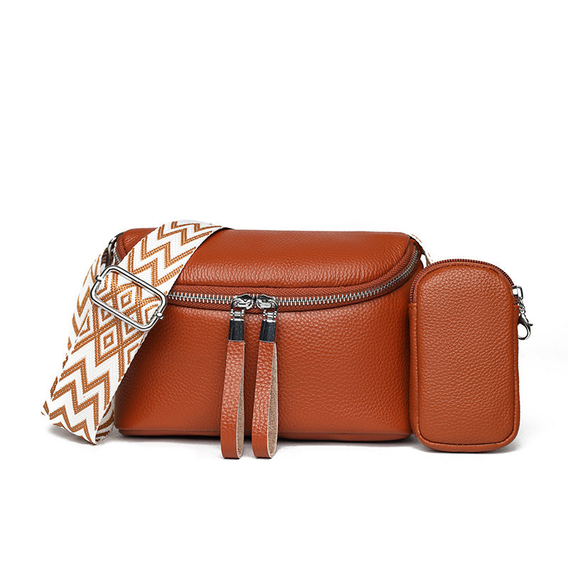 Women's Korean Style Niche Saddle First Layer Cowhide Fashion Bags