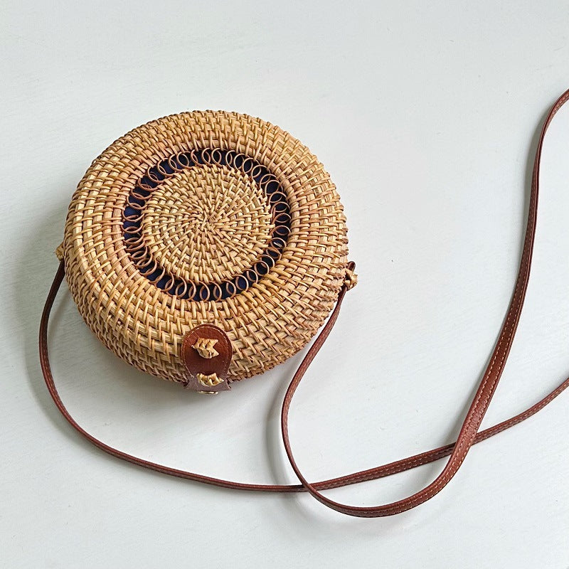 Women's Vietnam Autumn Rattan Woven Round Straw Simple Women's Messenger Bag