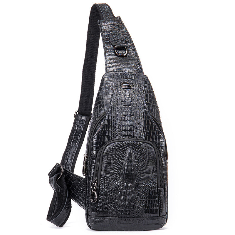 Men's Imitation Crocodile Pattern Cowhide Street Trend Genuine Shoulder Bags
