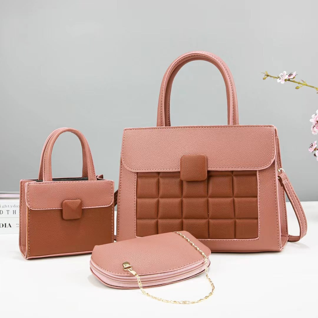 Women's Three-piece Commuter Niche Color Matching Portable Tote Bag