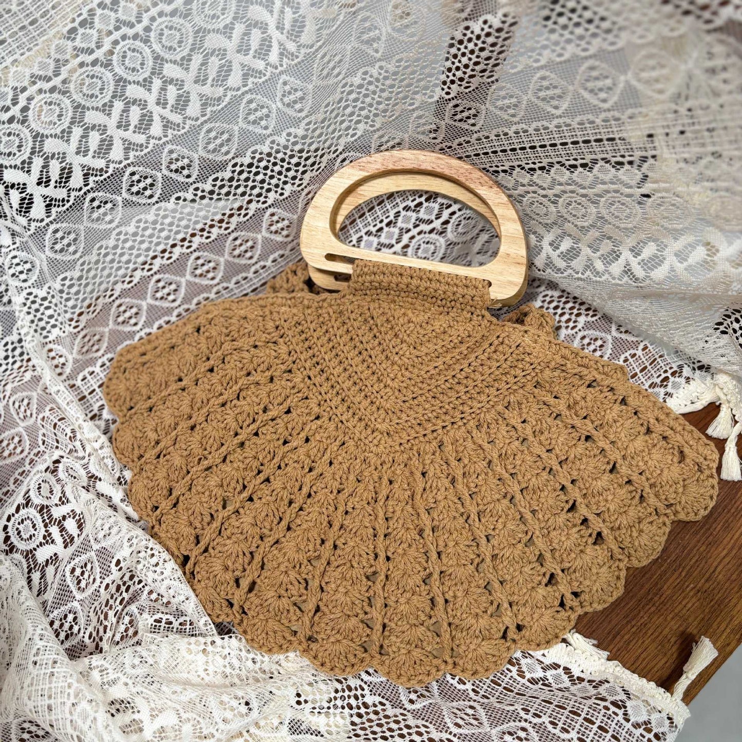Women's Cotton Knitted Shell Minority Fashion Hand Carrying Woven Seaside Women's Shoulder Bag