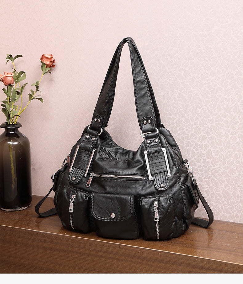 Stylish Women's Washed Large Capacity Retro Tote Bag