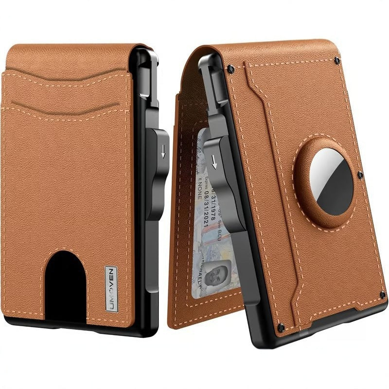 Men's Long Large Capacity Position Flip Carbon Fiber Card Holder